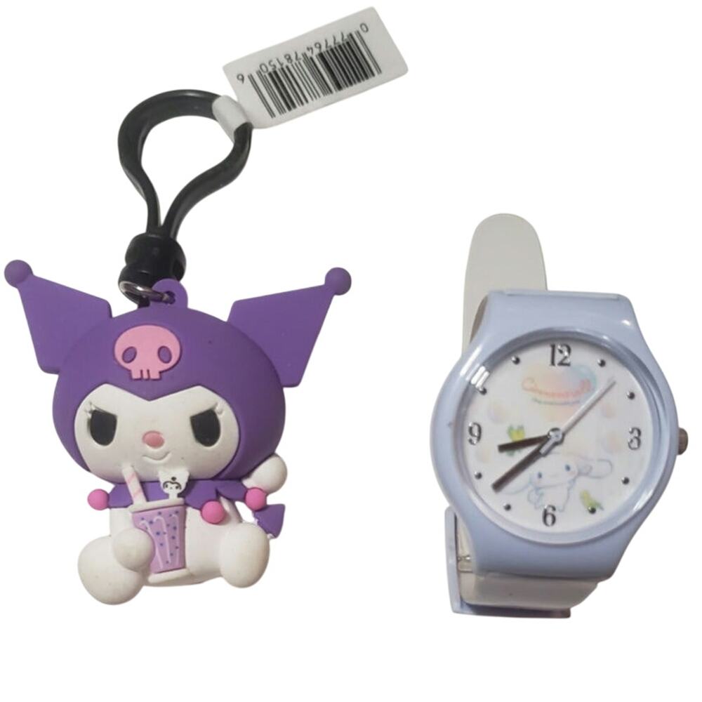 SANRIO Kuromi Keychain & Cinnamon Roll Wristwatch
